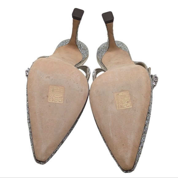 NEW Jimmy Choo Marta 100 Silver Crystal Coarse Glitter Mule Heel Size EU 40 - Picture 10 of 12